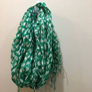 Old Navy Green Neck Scarf with White hearts